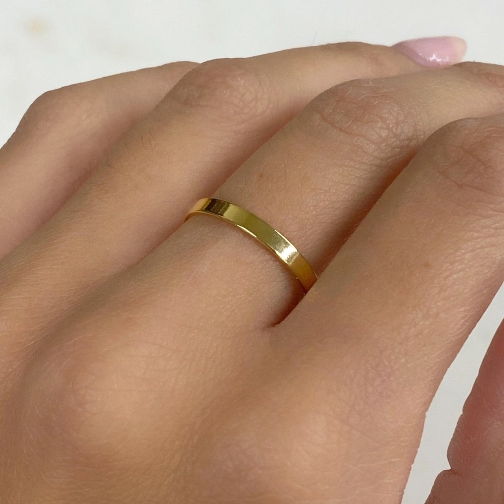 14k Yellow Gold filled flat Stackable 3mm Wedding cigar Band